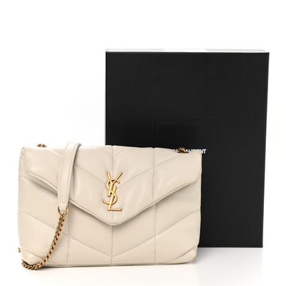 Saint Laurent Lambskin Quilted Toy Loulou Puffer Monogram Chain Satchel Blanc Vintage 13 of 13