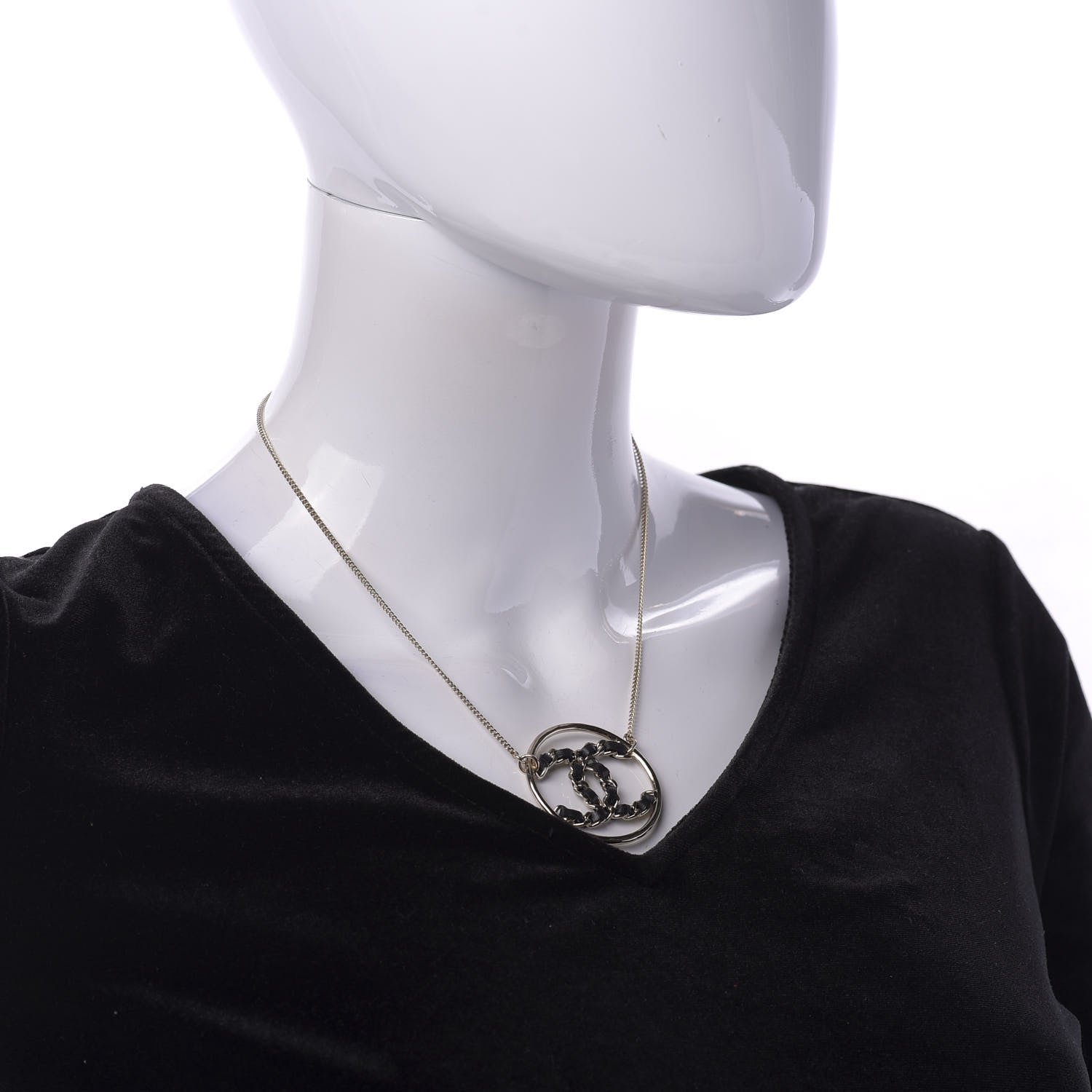 Chanel Lambskin CC Chain Necklace Gold Black 7 of 7