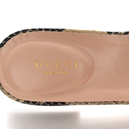 Gucci Calfskin Python Print Interlocking G Cut Out Slide Sandals 36.5 Beige Avana 7 of 12