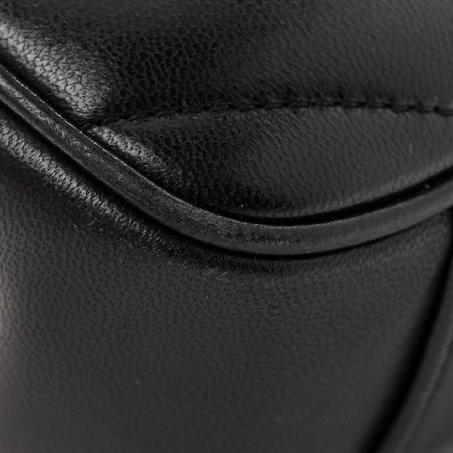 Lambskin Chevron Quilted Small Loulou Black