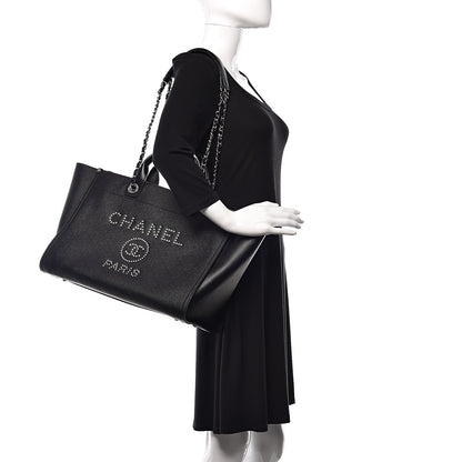 Chanel Caviar Large Studded Deauville Tote Black 2 of 11