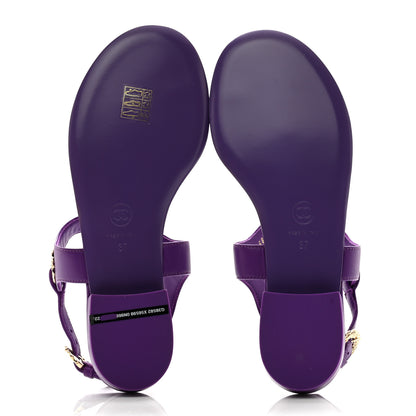 Chanel Lambskin CC Leaf Thong Sandals 37 Purple 5 of 8