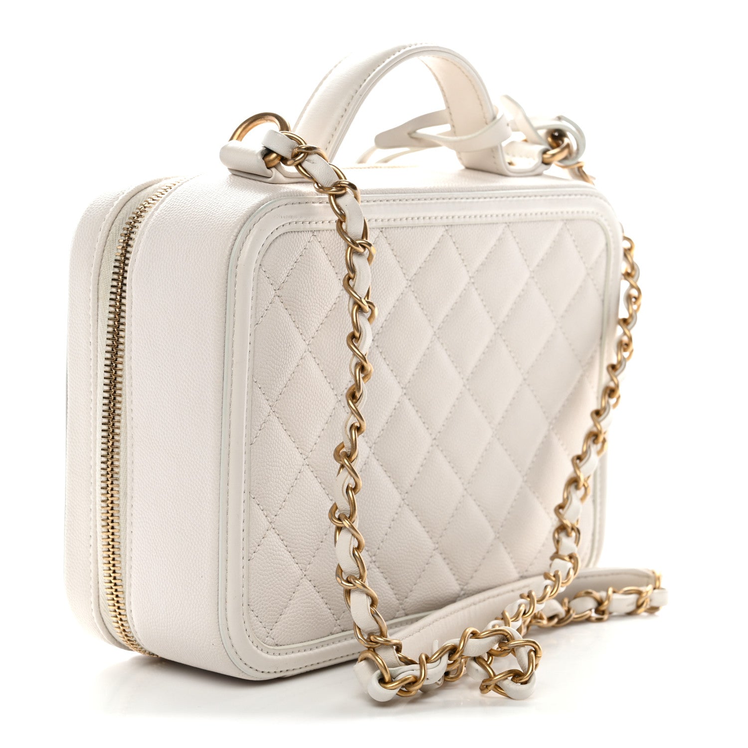 Chanel Caviar Quilted Medium CC Filigree Vanity Case White 4 of 11