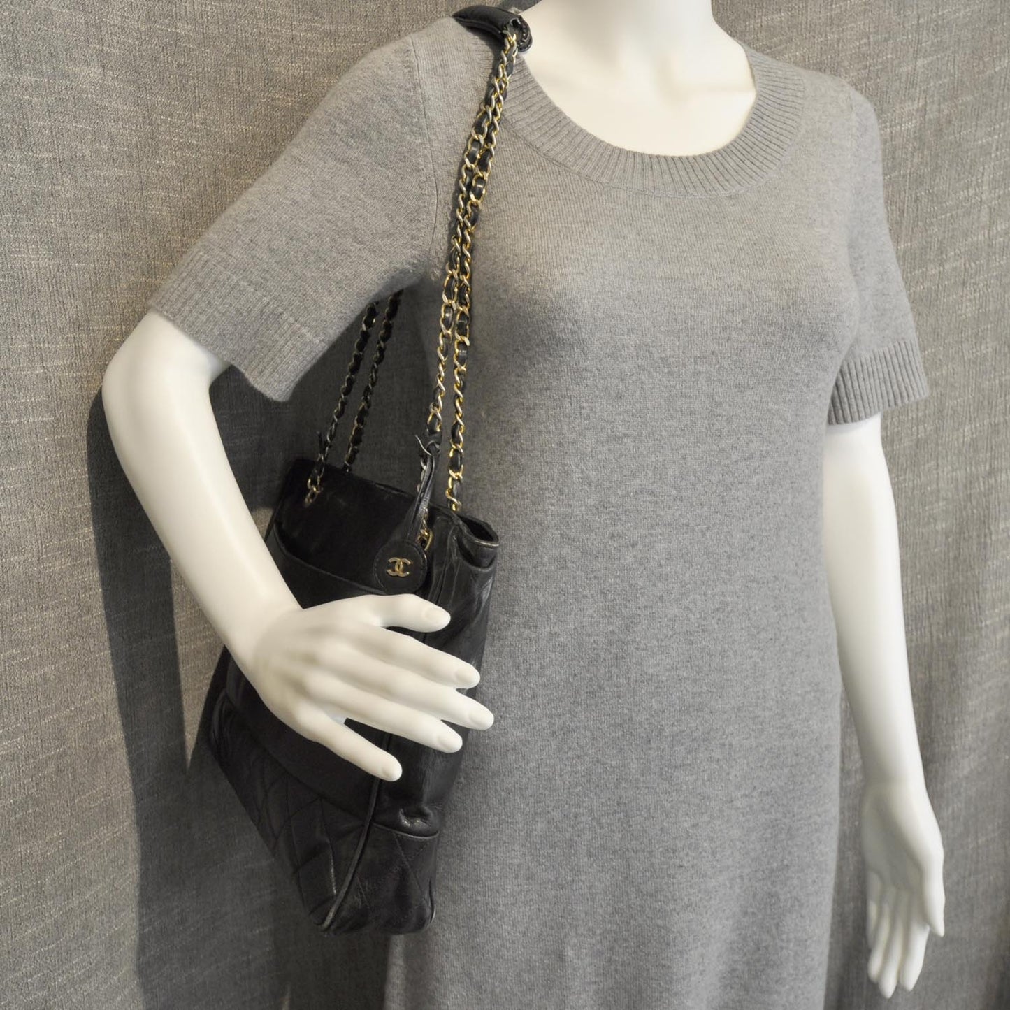 Lambskin Shoulder Bag Black GHW
