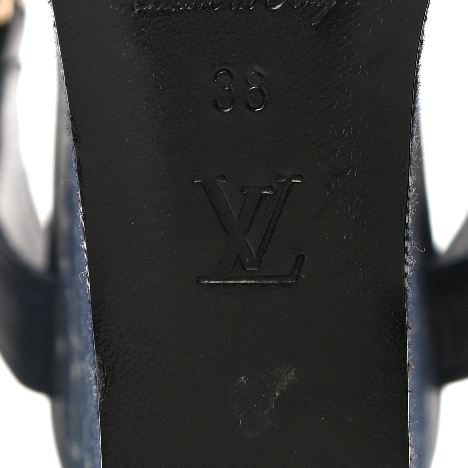 Louis Vuitton Calfskin Monogram Denim Waterfall Wedge Sandals 38 Blue 9 of 18