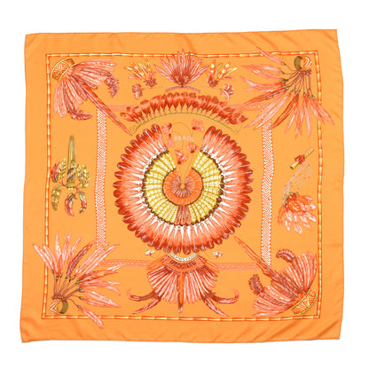Hermes Silk Brazil Scarf 90 Mangue Corail Kaki 1 of 5