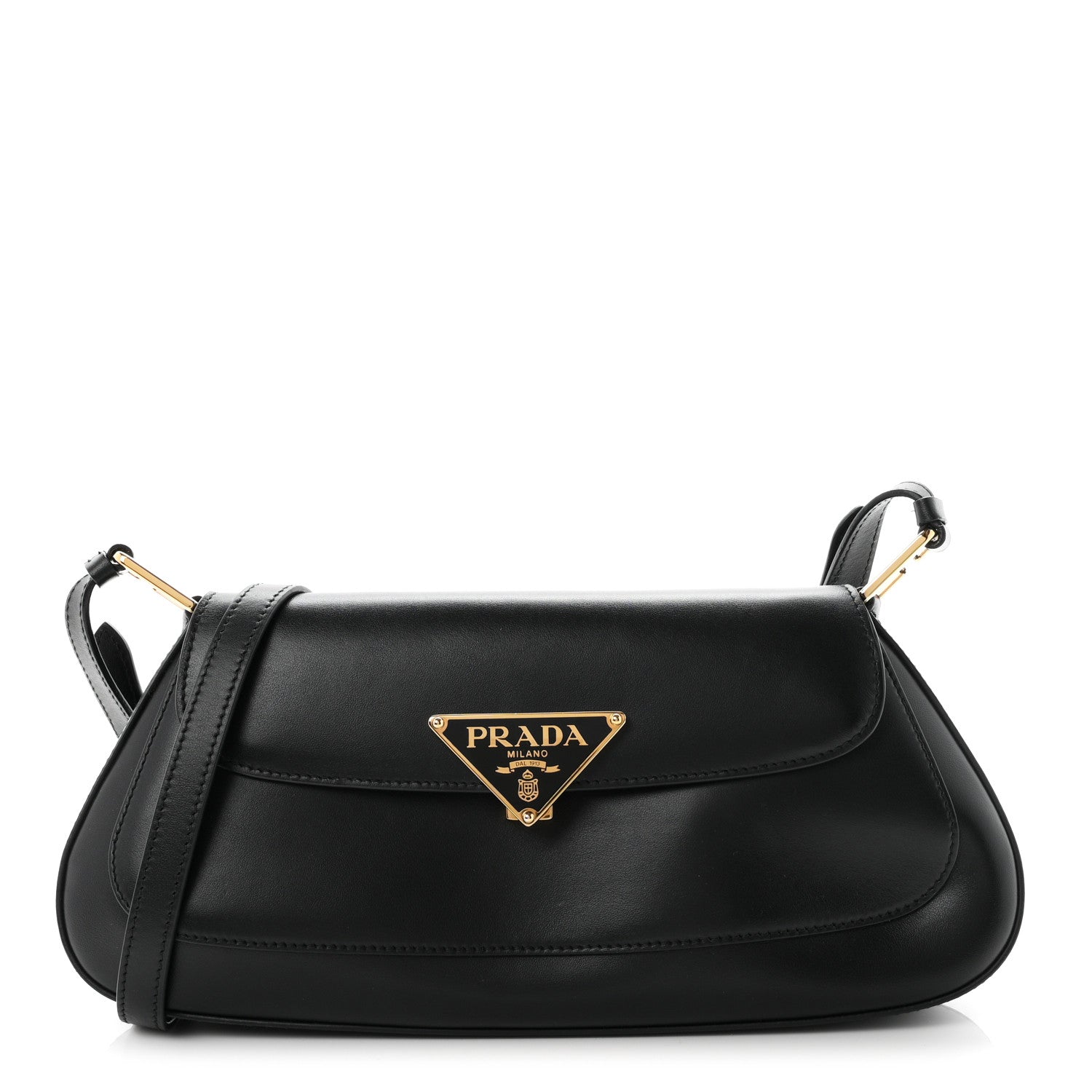 Prada City Calf Triangle Flap Shoulder Bag Black 1 of 9