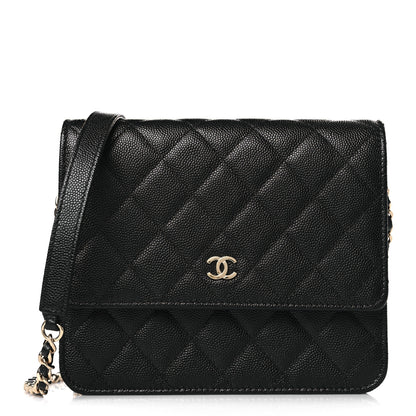 Chanel Caviar Quilted Square Wallet On Chain WOC Black 1 of 10