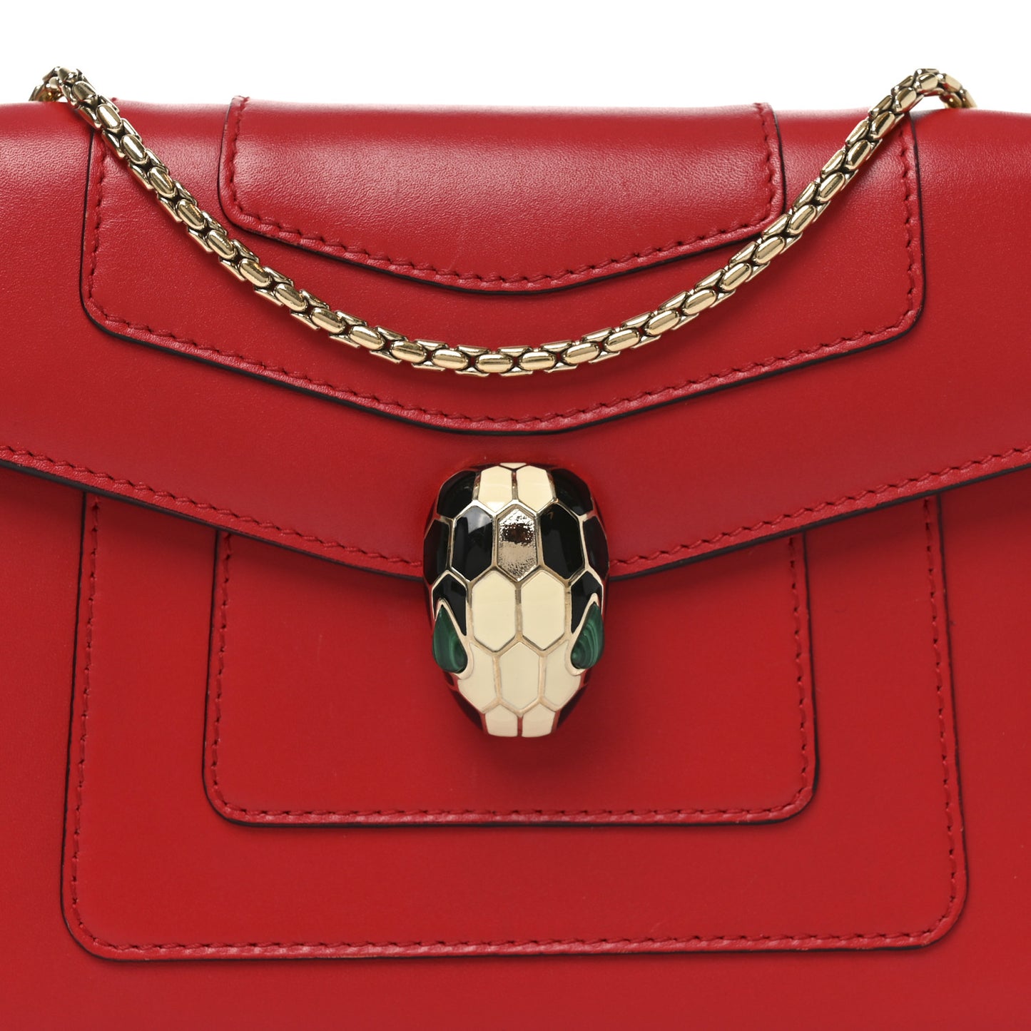 Calfskin Small Serpenti Forever Snake Strap Crossbody Bag Red