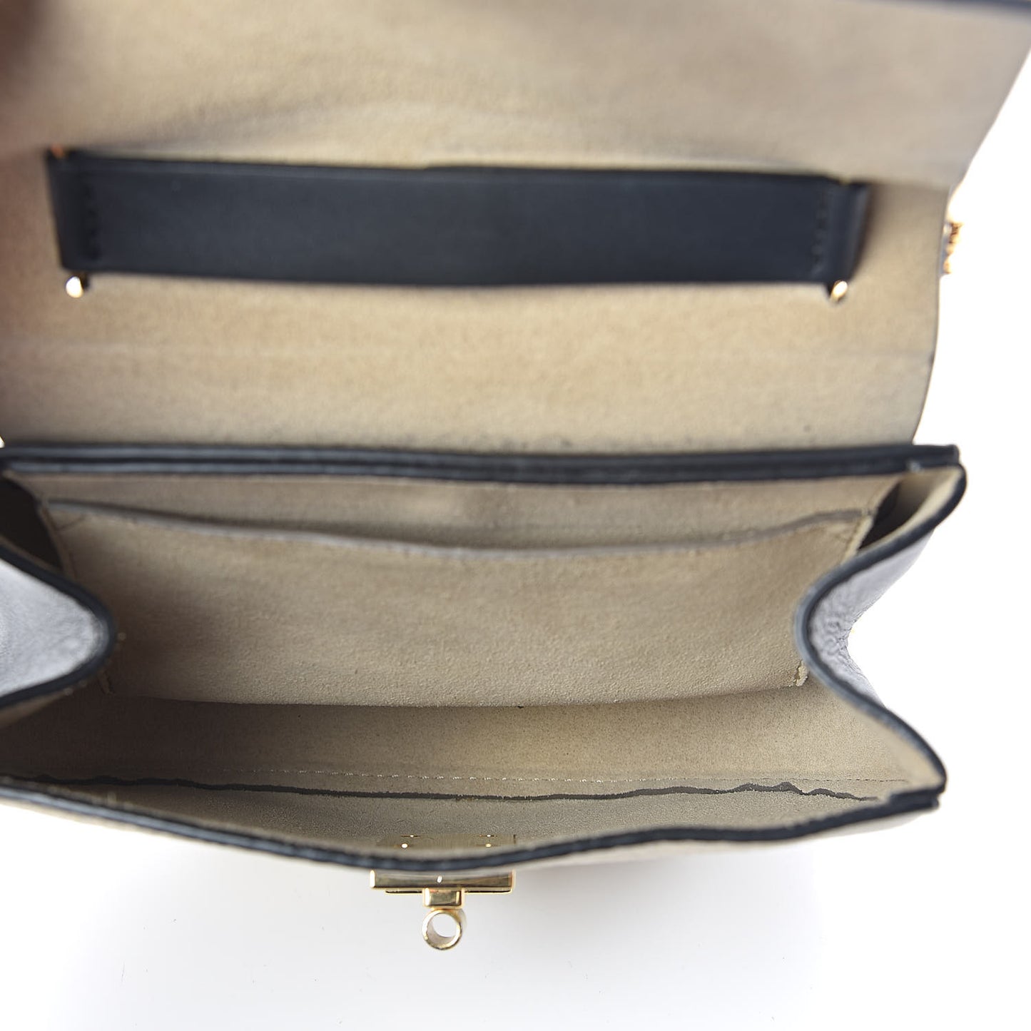 Grained Calfskin Lambskin Mini Bi-Color Drew Shoulder Bag Ivory Black