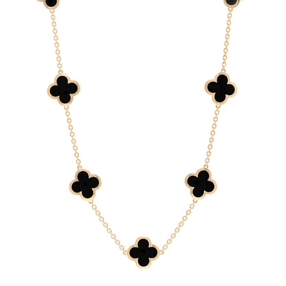 Van Cleef & Arpels 18K Yellow Gold Black Onyx Pure 9 Motifs Alhambra Necklace 1 of 6