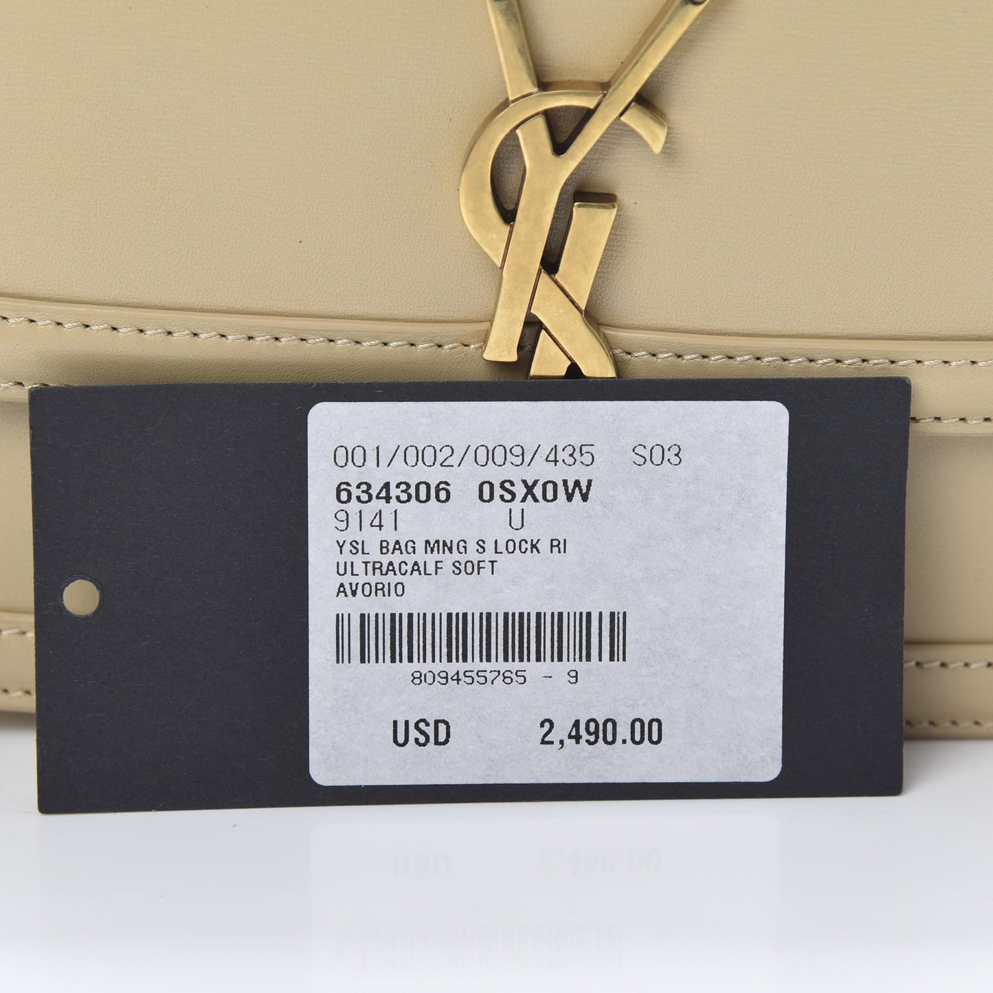 Smooth Calfskin Small Solferino Satchel Ivory Natural