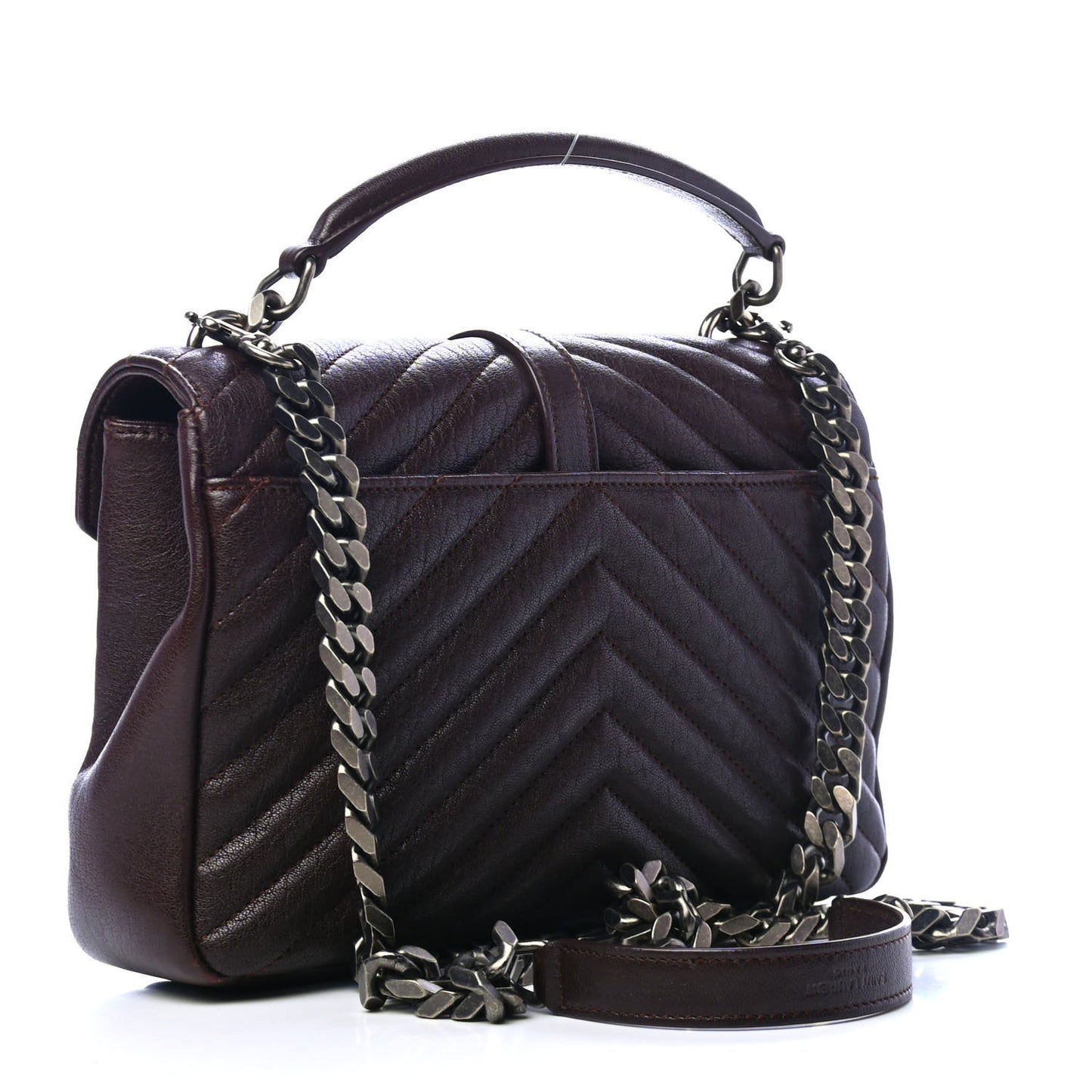 Sheepskin Matelasse Chevron Monogram Medium College Bag Black Tulip