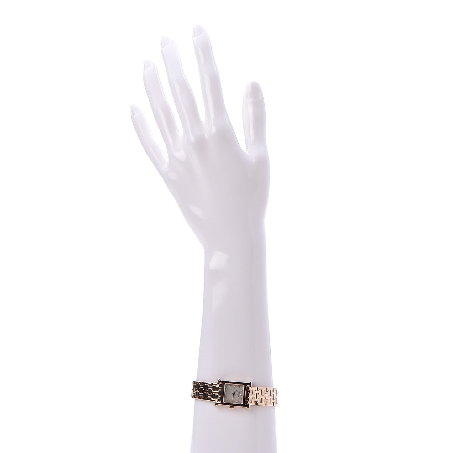 18K Rose Gold Diamond Mother of Pearl 17.2mm Heure H Hour Quartz Watch