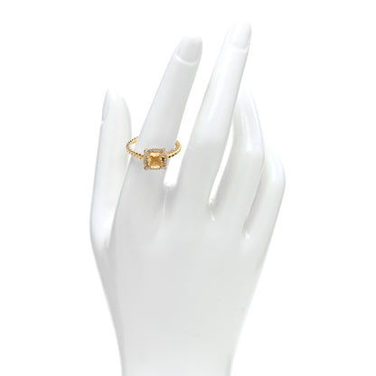 David Yurman 18K Yellow Gold Diamond Citrine 7mm Petite Chatelaine Pave Bezel Ring 56 7.5 2 of 4