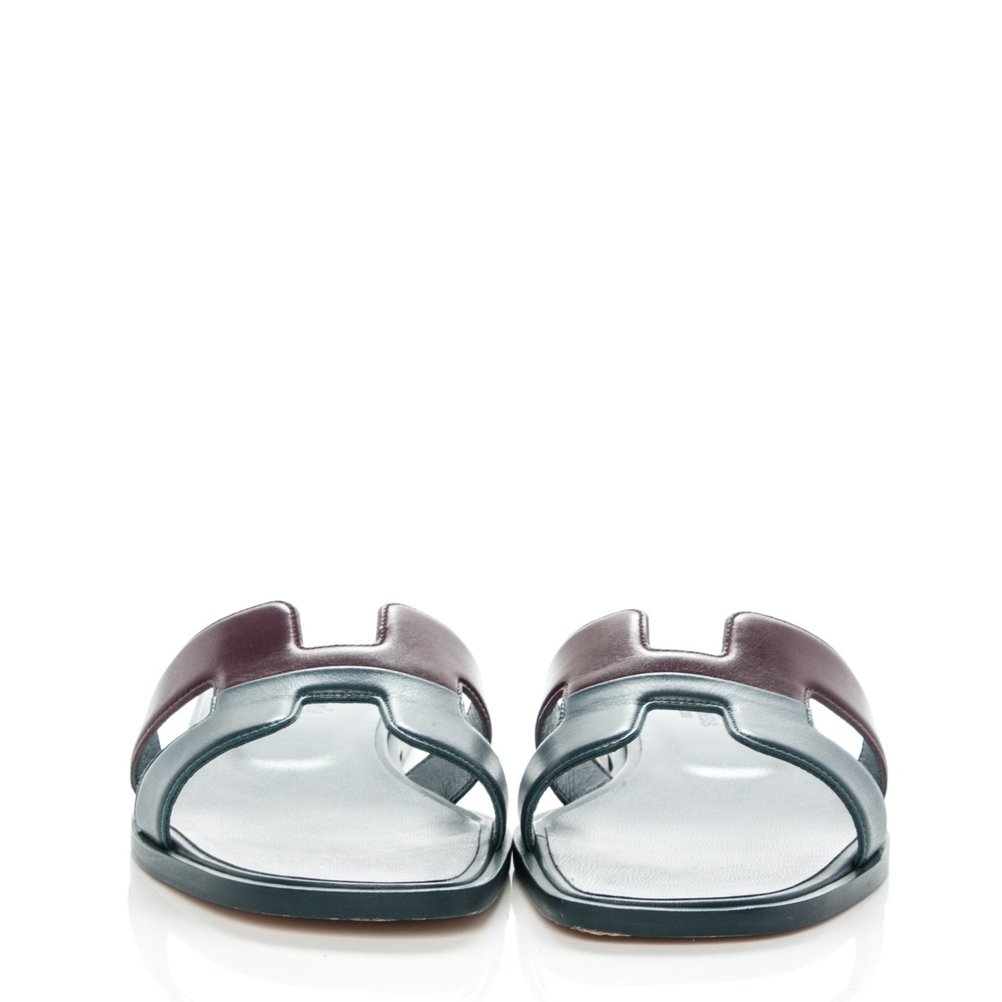 Box Calfskin Oran Sandals 37.5 Bleu Ardoise Bordeaux