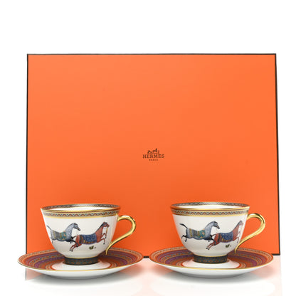 Hermes Porcelain Cheval d'Orient Tea Cup and Saucer Set of 2 10 of 10