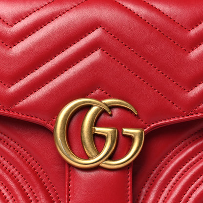 Gucci Calfskin Matelasse Small GG Marmont Top Handle Shoulder Bag Hibiscus Red 8 of 10