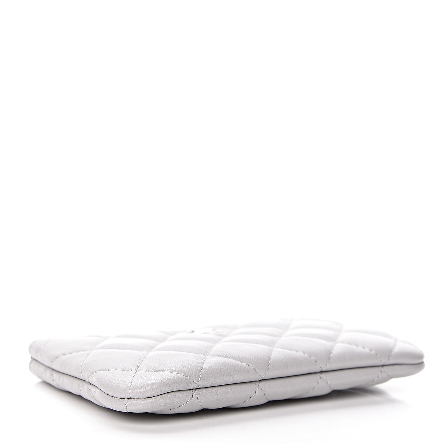 Lambskin Quilted Small Cosmetic Case Light Grey