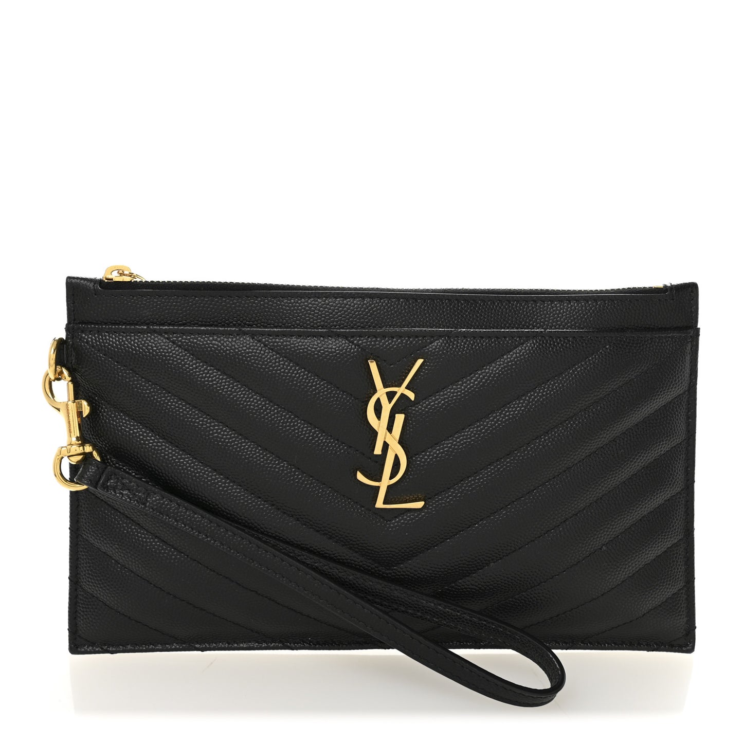 Grain De Poudre Chevron Monogram Large Bill Pouch Black