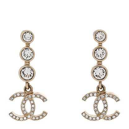 Chanel Crystal CC Drop Earrings Gold 1 of 5