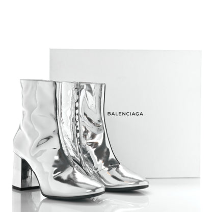 Balenciaga Miroir Calfskin Ankle Booties 39 Argent 6 of 9