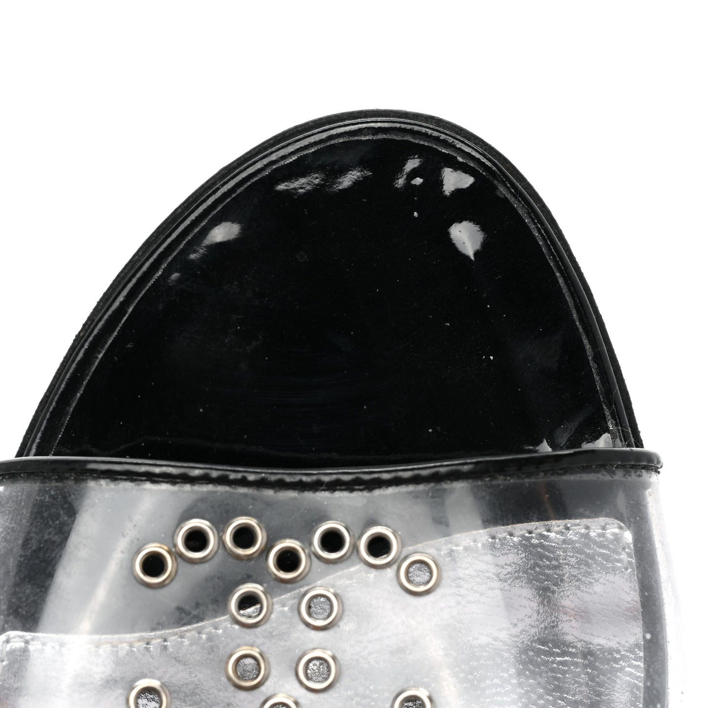 PVC Patent CC Wedge Sandals 39 Silver Black