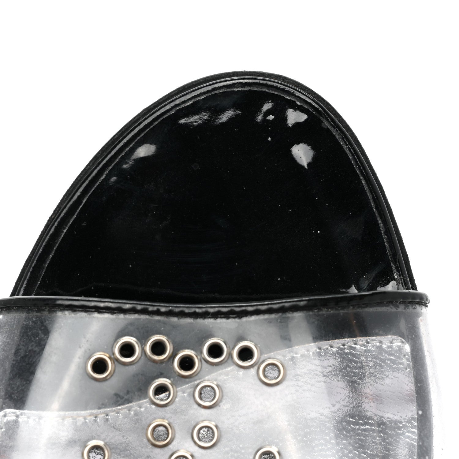 Chanel PVC Patent CC Wedge Sandals 39 Silver Black 8 of 8