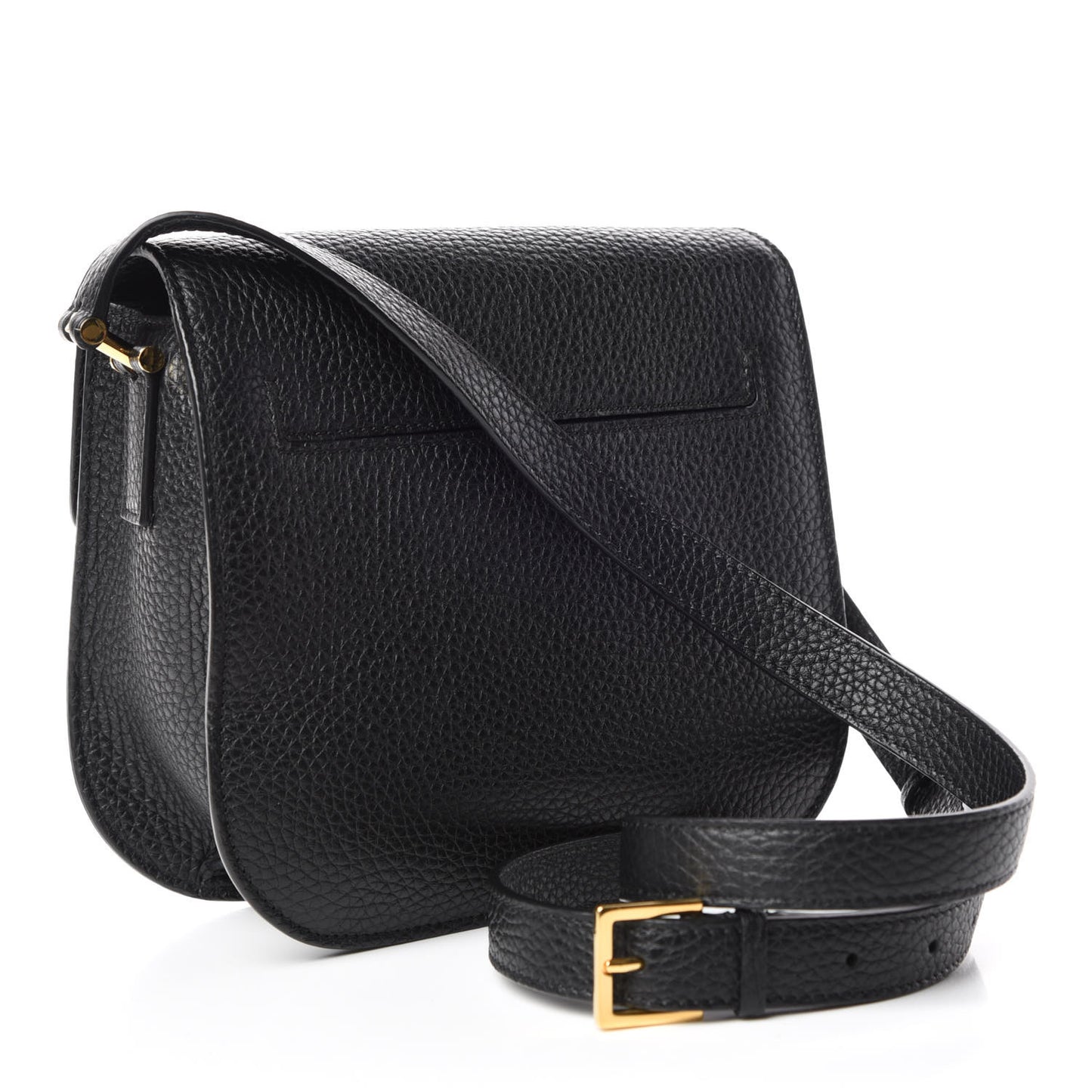 Calfskin Small T Clasp Tara Crossbody Bag Black