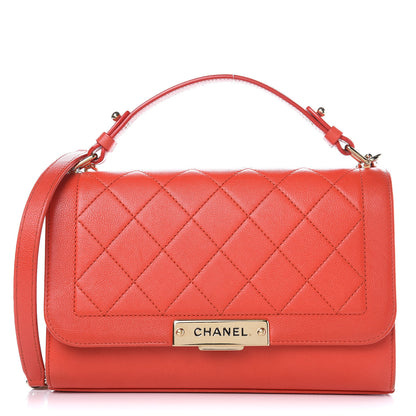 Chanel Grained Calfskin Quilted Medium Label Click Flap Bag Red 1 of 13