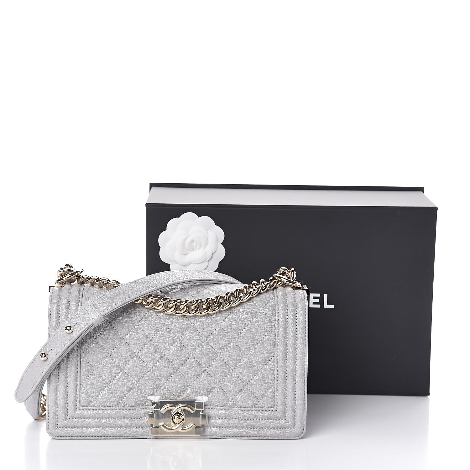 Chanel Caviar Quilted Medium Boy Flap Grey 10 of 10