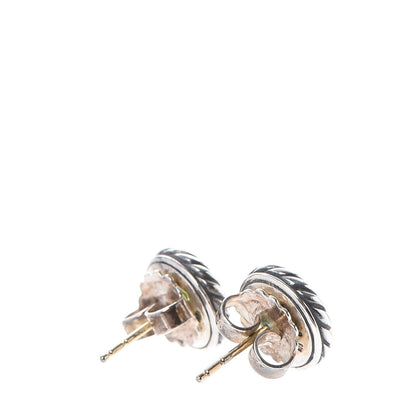 David Yurman Sterling Silver 18K Yellow Gold Peridot 6mm Cookie Cable Earrings 3 of 6