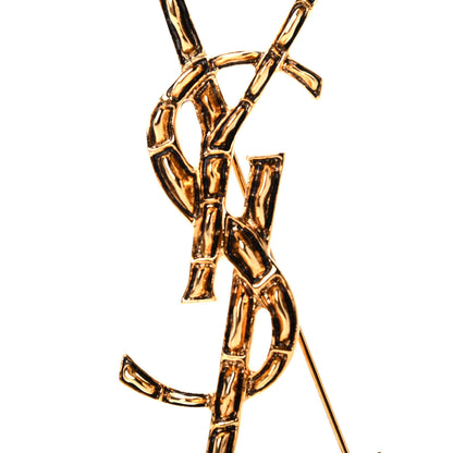 Saint Laurent Monogram Crocodile Opyum Brooch Gold 3 of 3