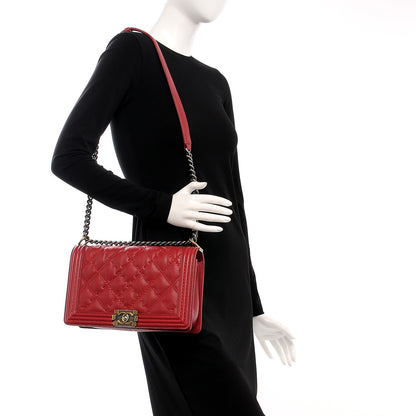 Chanel Calfskin Stitched New Medium Boy Flap Red 2 of 7
