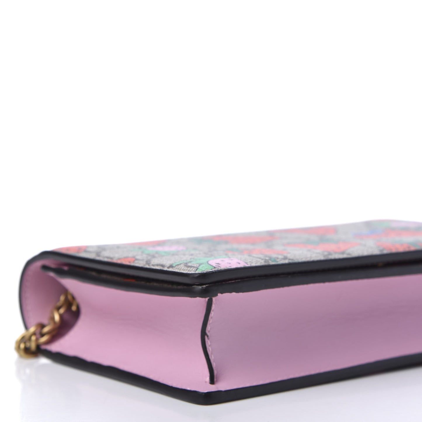 GG Supreme Monogram Strawberry Chain Wallet