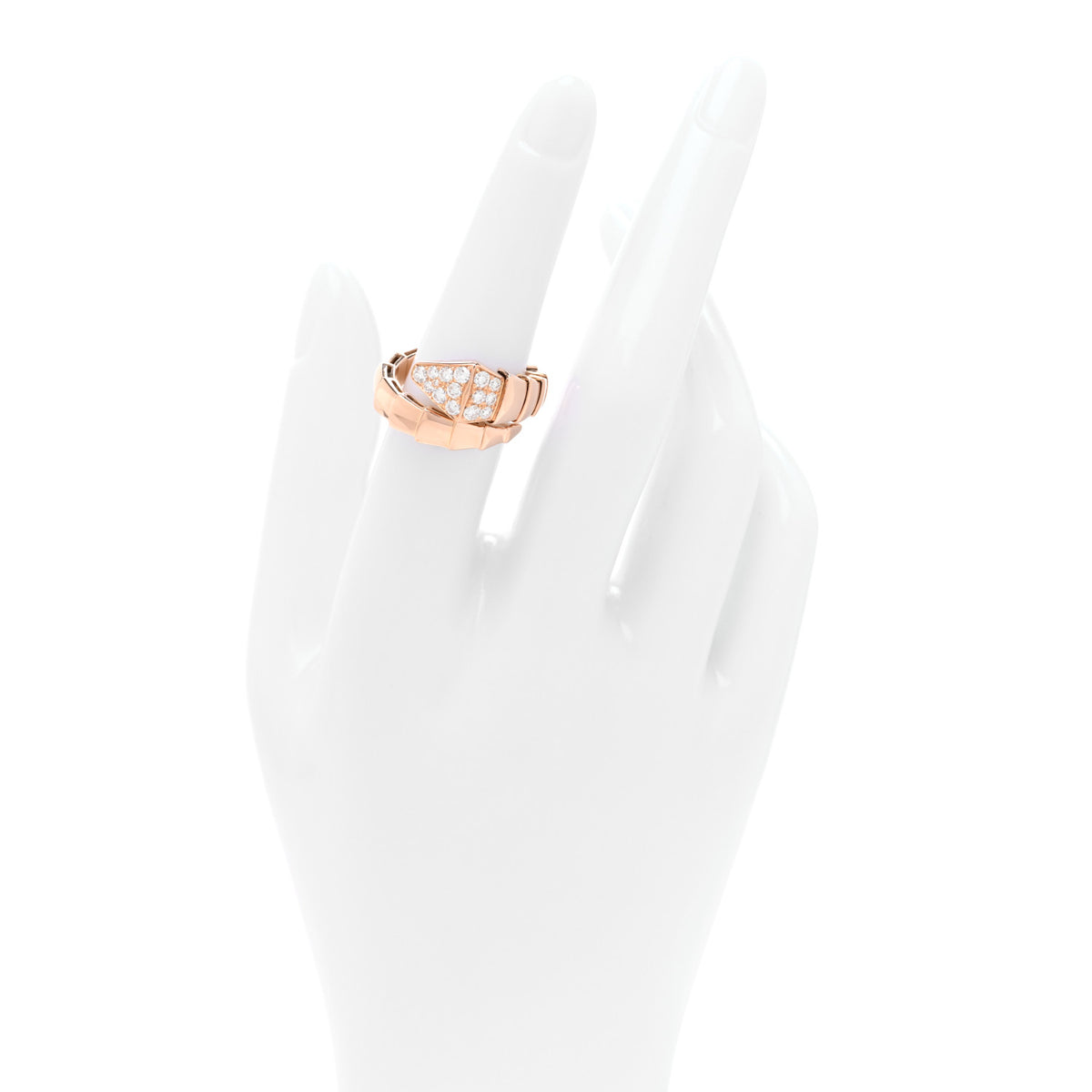 18K Rose Gold Diamond Serpenti Viper Ring L