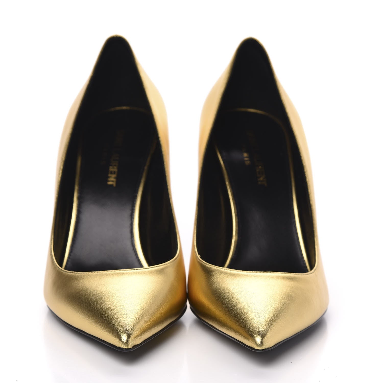 Saint Laurent Calfskin Opyum 85 Pumps 39 Gold 2 of 9
