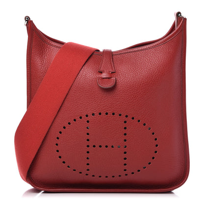 Hermes Taurillon Clemence Evelyne II PM Rouge Garance 1 of 10