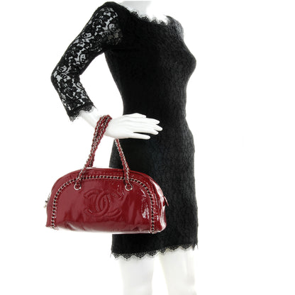 Chanel Patent Luxe Ligne Medium Bowler Red 2 of 7