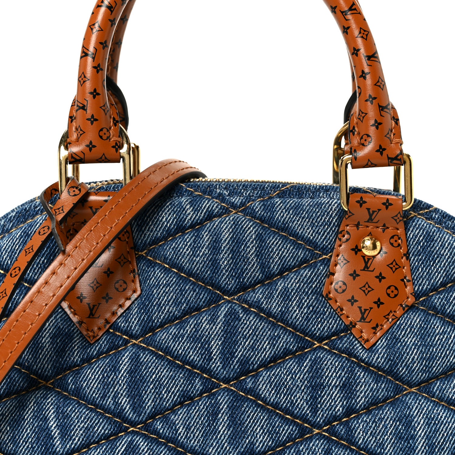 Louis Vuitton Denim Calfskin Reverse Monogram Malletage Alma BB Blue 10 of 12