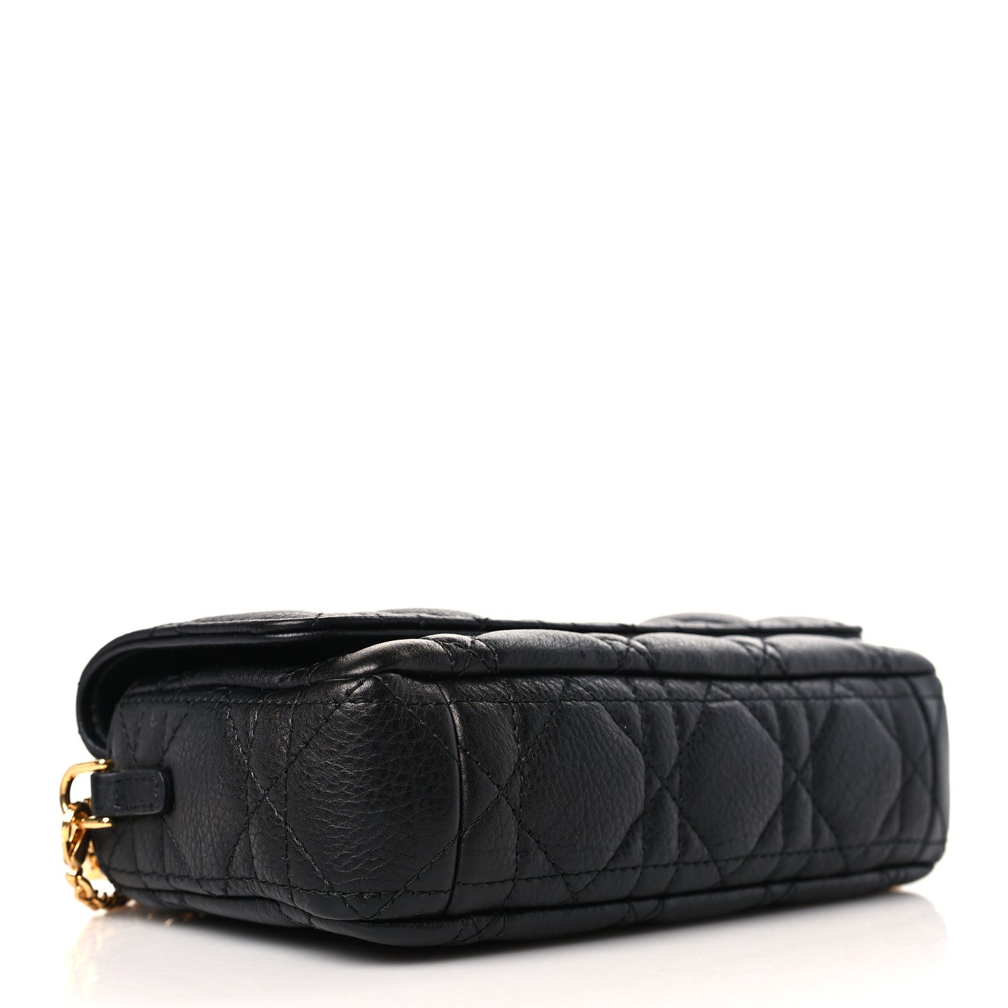 Supple Calfskin Cannage Caro Pouch with Chain Black