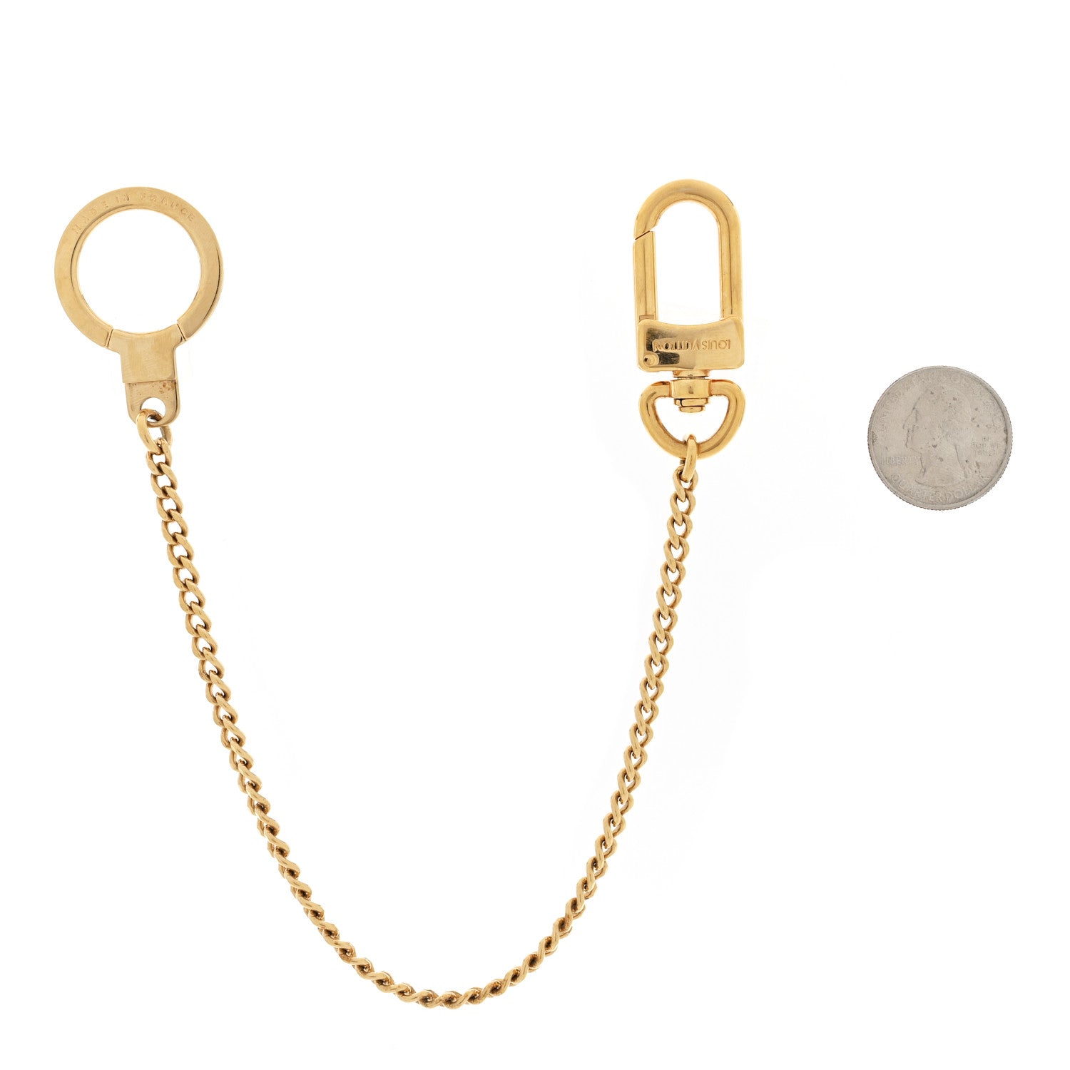 Louis Vuitton Metal Pochette Extender Key Ring Chain Gold 2 of 3