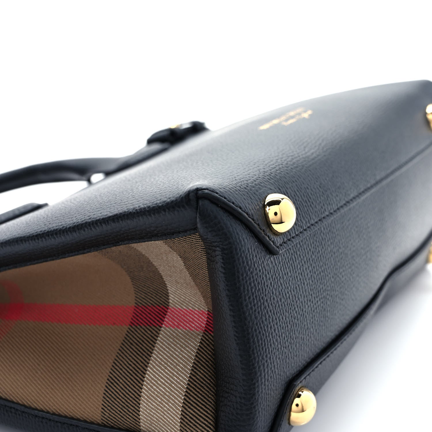 Burberry Grainy Calfskin House Check Small Banner Tote Black 10 of 11