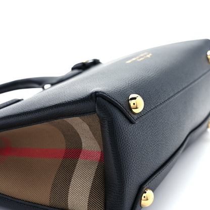 Burberry Grainy Calfskin House Check Small Banner Tote Black 10 of 11