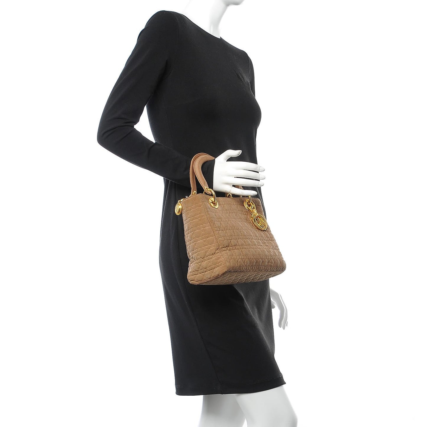 Nylon Cannage Medium Lady Dior Brown