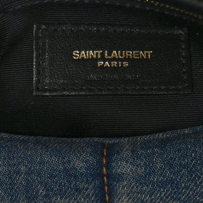 Saint Laurent Denim Quilted Small Loulou Puffer Monogram Chain Satchel Blue Cinnamon 6 of 9