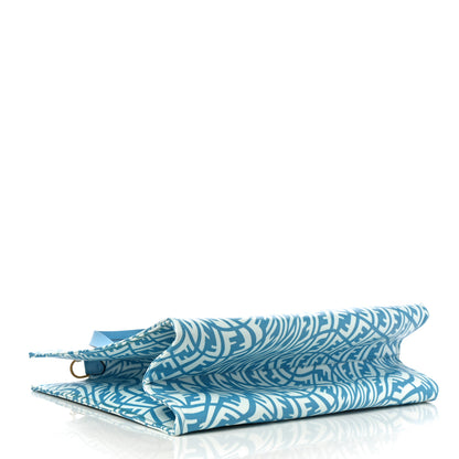 Fendi X SARAH COLEMAN Glazed Canvas Vitello King FF Vertigo Shopping Tote Bag Cyber Blue White 4 of 10