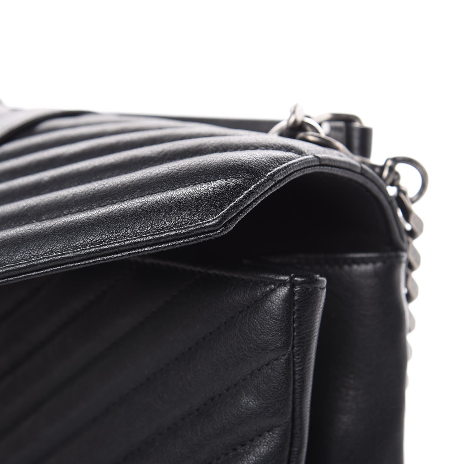Saint Laurent Sheepskin Matelasse Chevron Monogram Medium College Bag Black 10 of 15