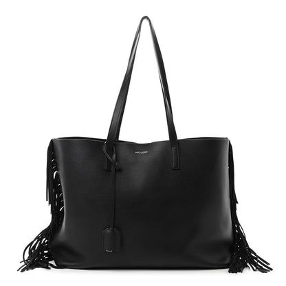 Saint Laurent Calfskin Large Fringe Shopping Tote Black 3 of 13