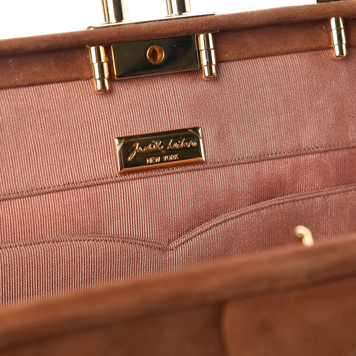 Judith Leiber Suede Frame Bag Tan 6 of 8